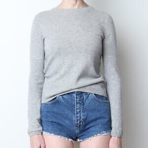 Gray 100% Cashmere Crew Neck Sweater S